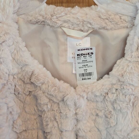 Lauren Conrad Soft Faux Fur Jacket Pockets - White    NEW WITH TAGS - Picture 4 of 10